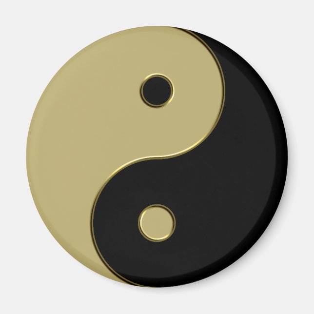 Imã yin yang preto e dourado (Frente)