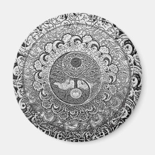 Imã Yin Yang Tree of Life in Silver Colors