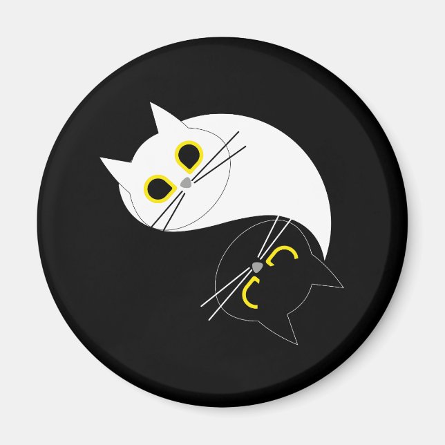 Imã YIN YANG Zen Cat Magnet (Frente)