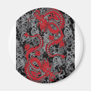 Imã Ying Yang Dragon oin Red - Chinês Ano Novo