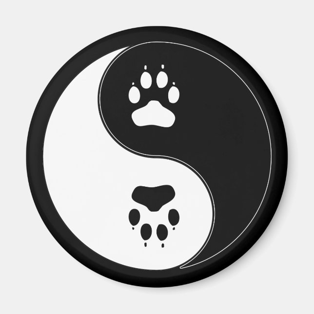 Imã Ying Yang Paw Print (Frente)