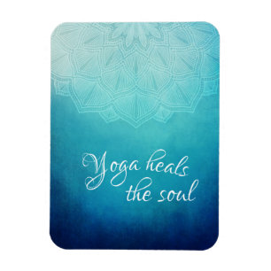 Ímã Yoga Cura a Alma Texto com Mandala Azul