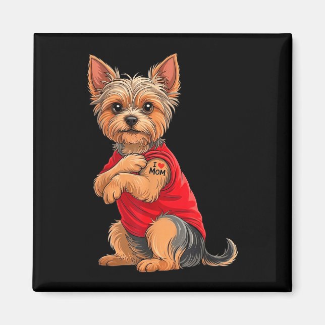 Imã Yorkie com tatuagem de yorkshire terrier amor (Frente)