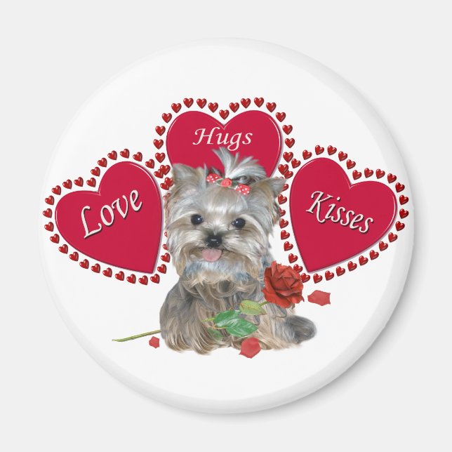 Imã Yorkie Love Hug Kisses Magnet (Frente)
