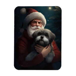 Ímã Yorkipoo com Papai Noel Natal Festivo