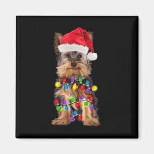 Imã Yorkshire Natal Yorkie Dog Santa Hat Natal