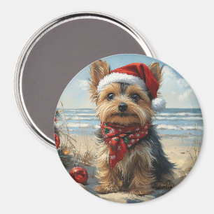 Imã Yorkshire Terrier Dog Christmas Vintage Beach