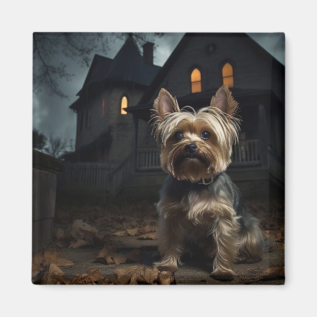 Imã Yorkshire Terrier Halloween Assustador (Frente)