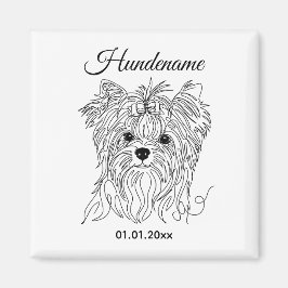 Imã Yorkshire Terrier one line art customizable dog