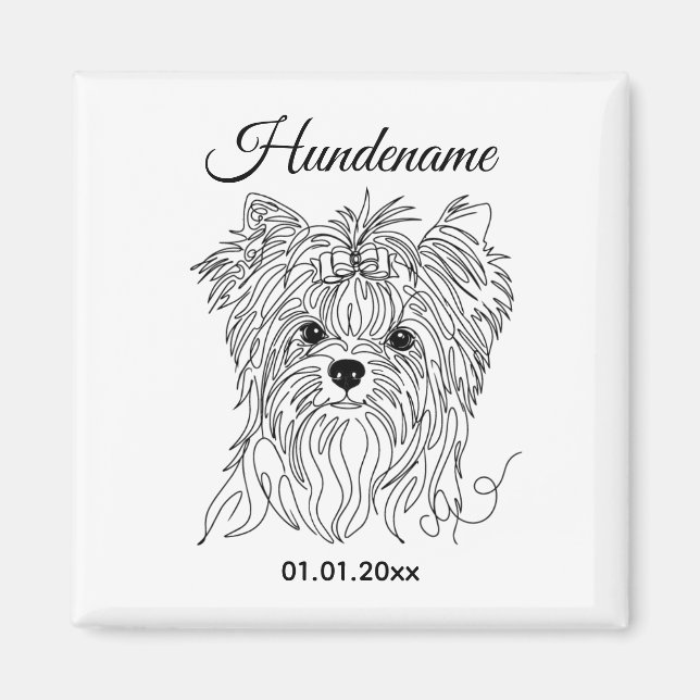 Imã Yorkshire Terrier one line art customizable dog (Frente)