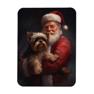 Ímã Yorkshire Terrier Papai Noel Natal Festivo