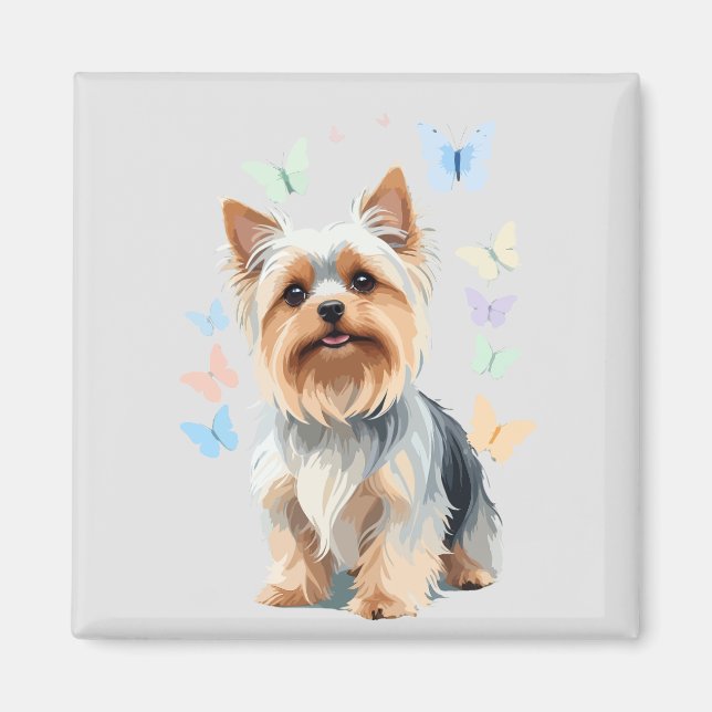 Imã Yorkshire Terrier Vetor pintando uma alegria adorá (Frente)