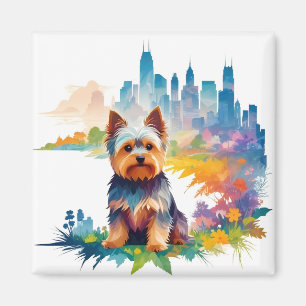 Imã Yorkshire Terrier Vintage Animal Nature Art