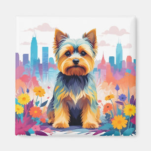 Imã Yorkshire Terrier Vintage Animal Nature Art