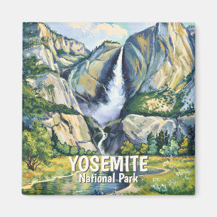 Imã Yosemite Bridalveil Fall Colorido Van Gogh Vintage
