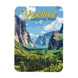 Ímã Yosemite National Park Illustration Viagem Art