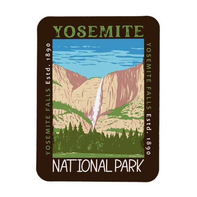 Ímã Yosemite National Park Waterfall Retro (Vertical)