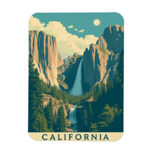 Ímã Yosemite Waterfall Vintage Retro