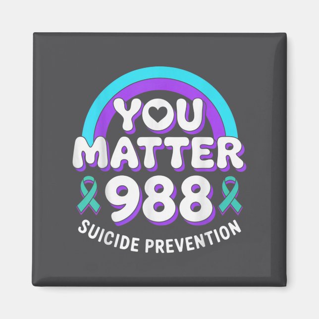 Imã You 988 Suicide Prevention Awareness Rainbow Ribbo (Frente)
