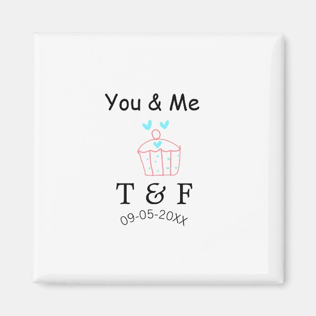 Imã You and me love cup cake red valentine's day name  (Frente)