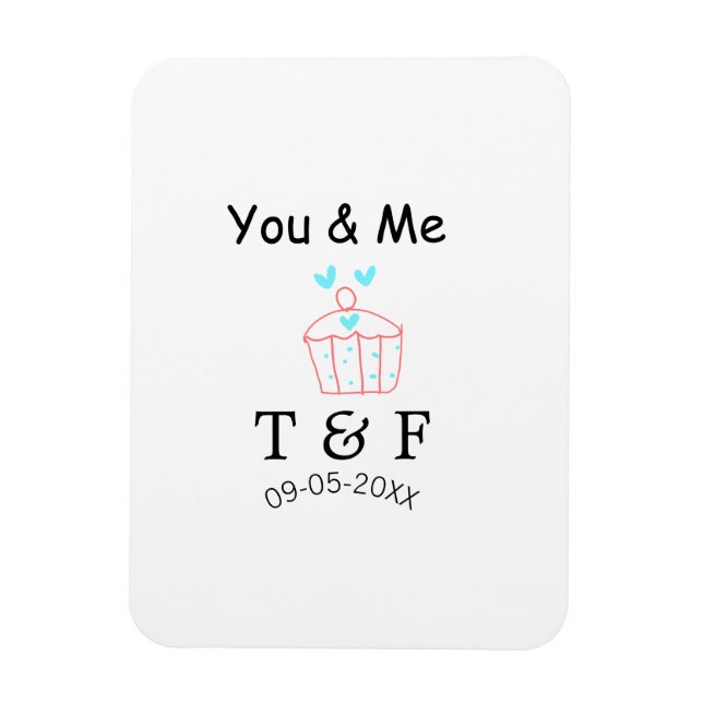 Ímã You and me love cup cake red valentine's day name  (Vertical)