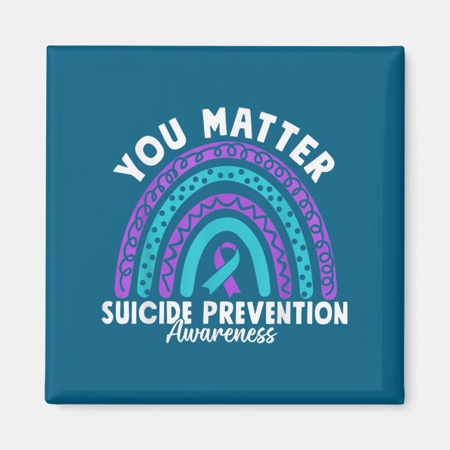 Imã You Suicide Prevention Awareness Teal &amp; Purple (Frente)
