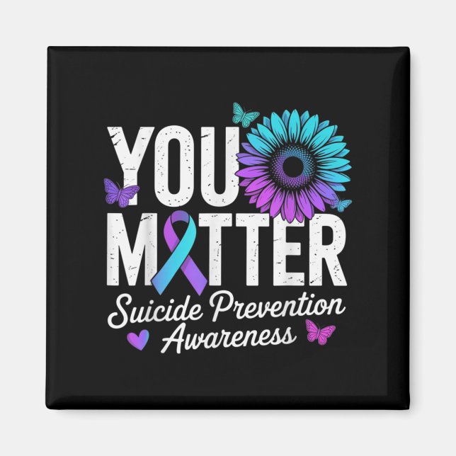 Imã You Suicide Prevention Awareness Teal &amp; Purple (Frente)
