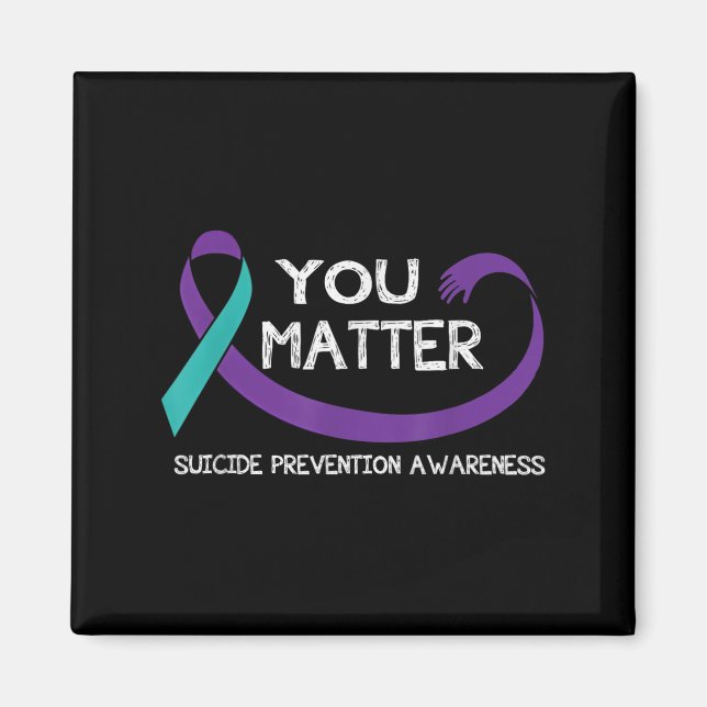 Imã You Suicide Prevention Awareness Teal Purple Hand  (Frente)