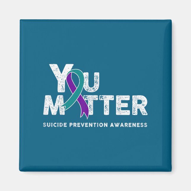 Imã You Suicide Prevention Month Gift Teal Purple Ribb (Frente)