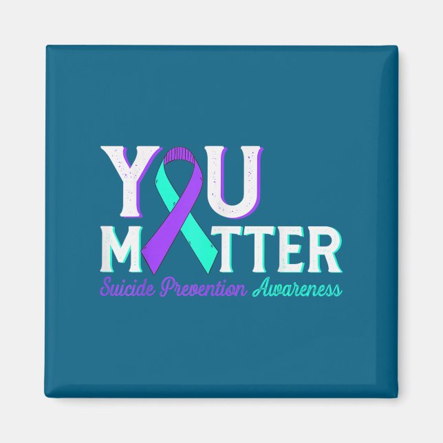 Imã You Suicide Prevention Teal &amp; Purple Awareness (Frente)