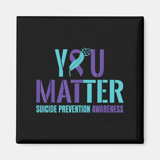Imã You - Suicide Prevention Teal Purple Awareness Rib (Frente)