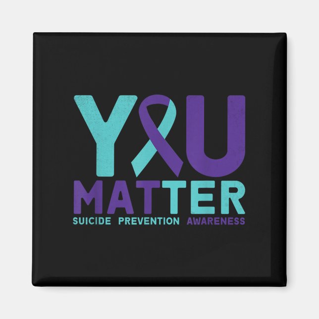 Imã You - Suicide Prevention Teal Purple Awareness Rib (Frente)