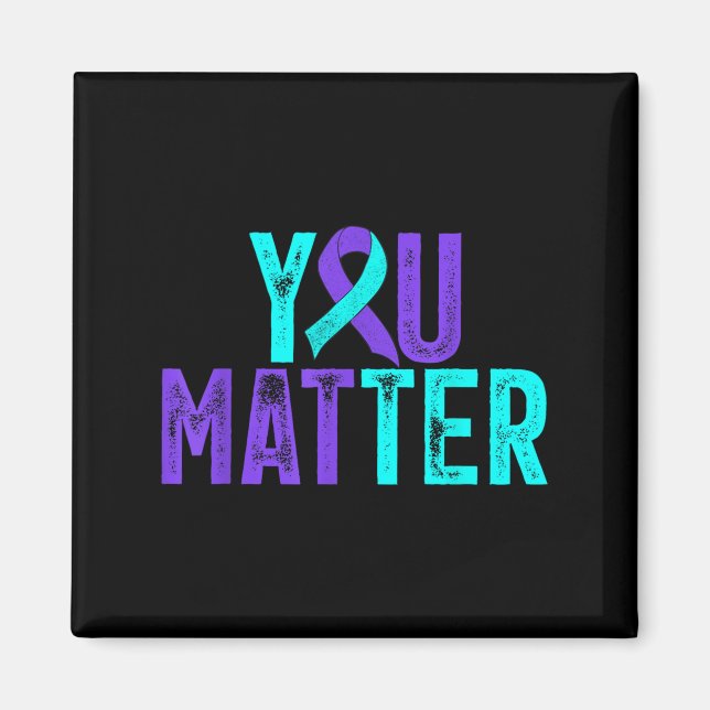 Imã You - Suicide Prevention Teal Purple Awareness Rib (Frente)