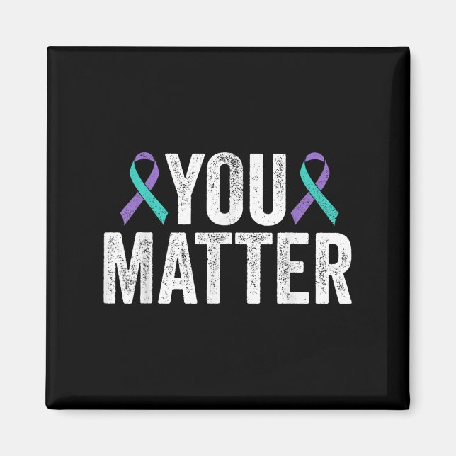 Imã You - Suicide Prevention Teal Purple Awareness Rib (Frente)