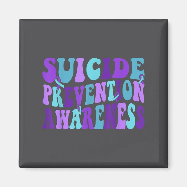 Imã You Suicide Prevention Teal Purple Awareness Ribbo (Frente)