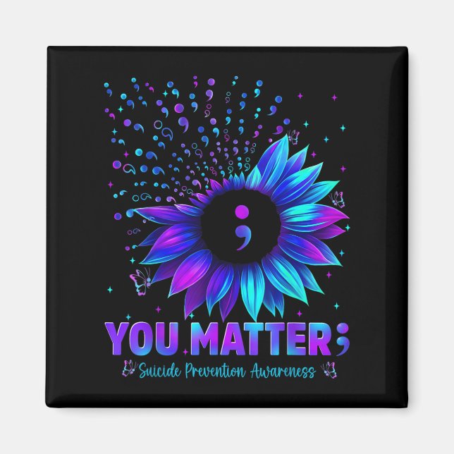 Imã You Sunflower Suicide Prevention Awareness Men Wom (Frente)