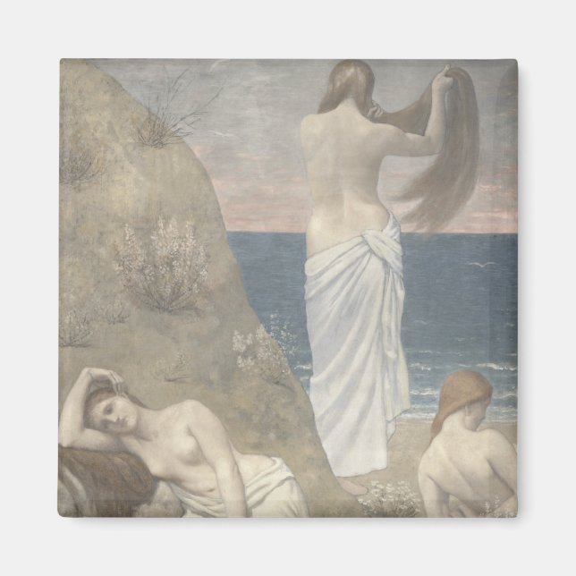 Imã Young Girls by the Seaside por Puvis de Chavannes (Frente)