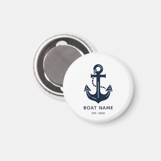 Imã Your Boat Name Anchor Blue  (Front/Back)