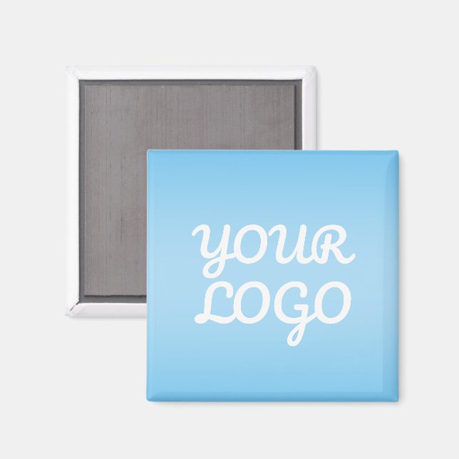 Imã Your Logo & Modern Simple Ombre | Light Blue (Front/Back)