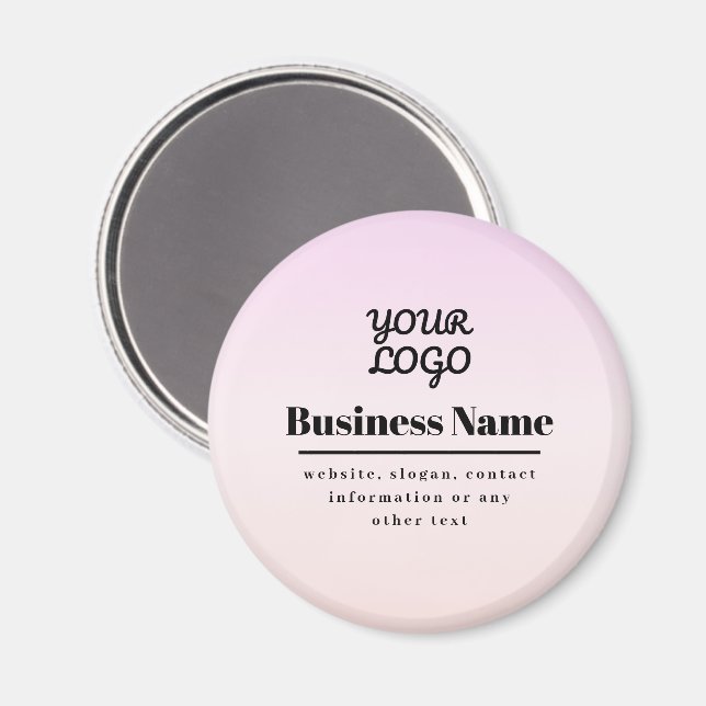 Imã Your Logo & Text | Pink & Peach Ombre (Front/Back)
