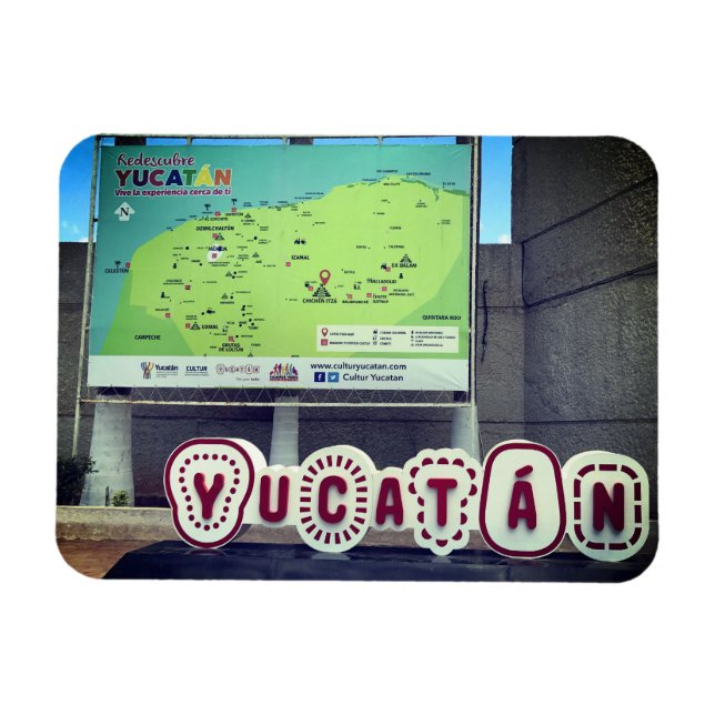 Ímã Yucatan Sinal e Mapa, México Fotografia Magnet (Horizontal)