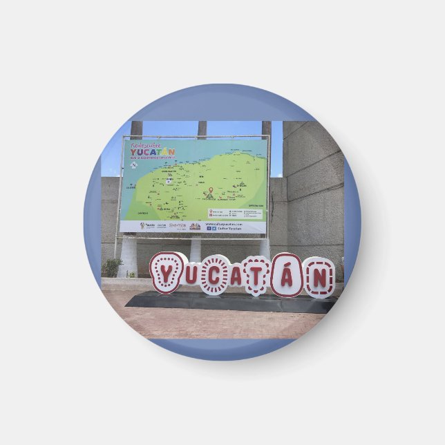 Imã Yucatan Sinal e Mapa, México Magnet (Frente)