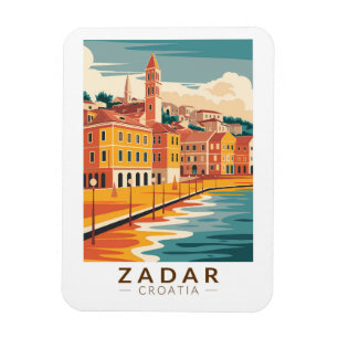 Ímã Zadar Croácia Illustração Viagem Art Vintage