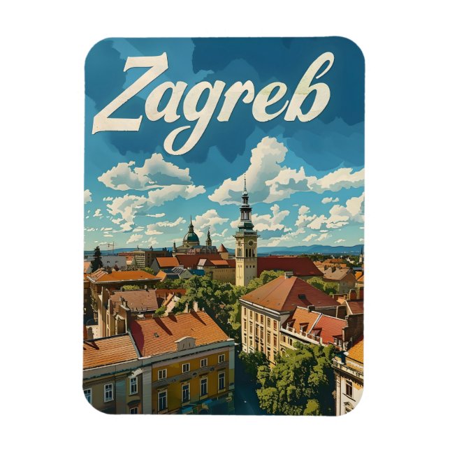 Ímã Zagreb Viagens vintage (Vertical)