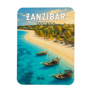 Ímã Zanzibar Tanzânia Ilustração Arte de Viagem Vintag