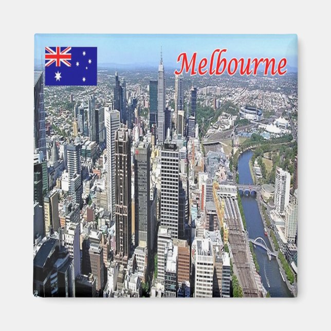 Imã zAU058 MELBOURNE, Aerial View, Austrália, Fridge (Frente)