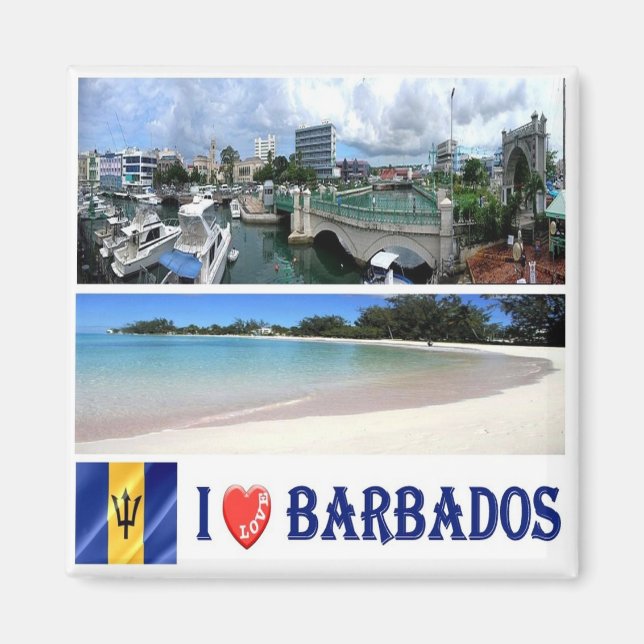 Imã zBB005 BARBADOS I Love, Mosaic, Bridgetown, Fridge (Frente)