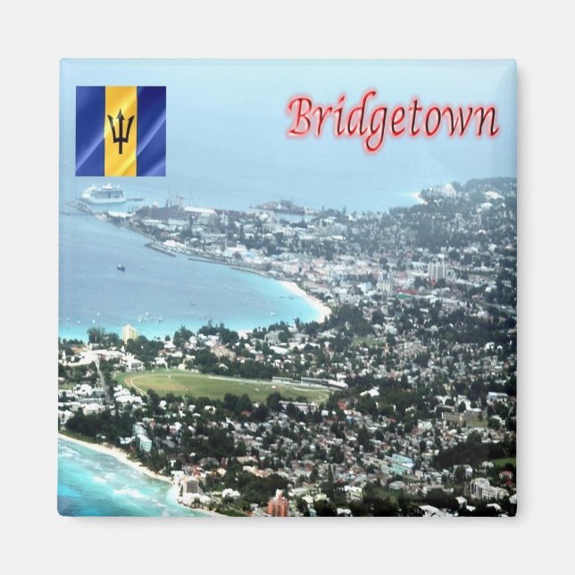 Imã zBB009 BRIDGETOWN, Vista aérea, Barbados, frigoríf (Frente)
