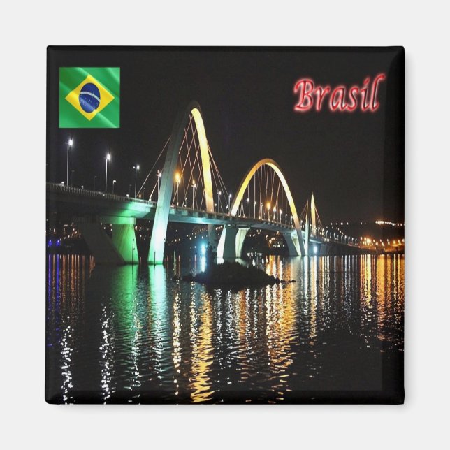 Imã zBR044 BRASILIA,JK Bridge by Night, Brasil, Fridge (Frente)