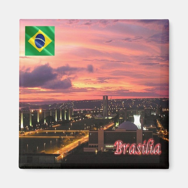 Imã zBR049 BRASÍLIA Por Noite, Brasil, América, Cordil (Frente)